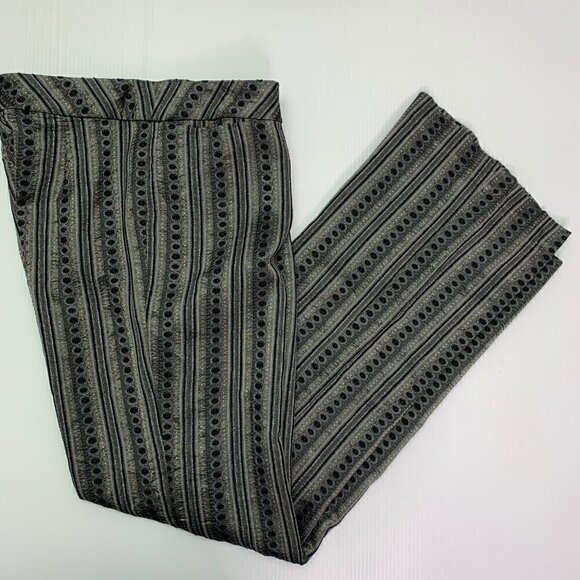 Alberto Makali Trousers NWT Size 12 Deco Tapestry Black Silver Dress Pants - Picture 5 of 8